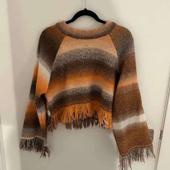 Zara cropped fringe knit sweater. Size large - Picture 5 of 5